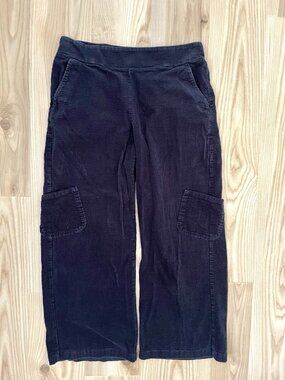 HABITAT Corduroy Wide-Leg Cargo Pants Pull-On Lagenlook Black size Large